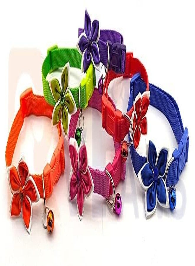 Pups&Pets طوق بتصميم زهرة من Pups&Pets مقاس 10 مم مع جرس وربطة عنق، طوق أمان لطيف من النايلون، طوق قابل للتعديل للقطط، مثالي للجراء والكلاب الصغيرة (صغير جدًا، أحمر) - Image 5